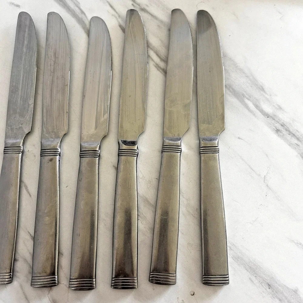 WALLACE 18/10 Dinner Knives Knife Flatware Napoli Pattern Lot of 6 FFF
